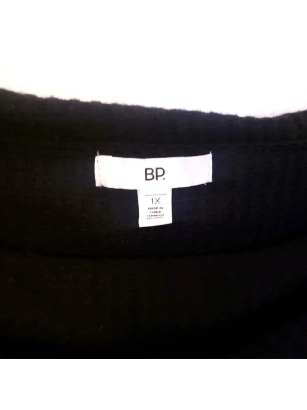 BP Ribbed Knit Black Cotton Blend Off The Shoulder Lightweight Top Size 1X NWT